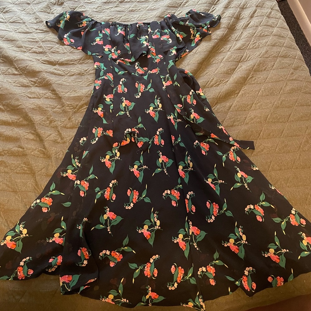Black floral midi dress size 0